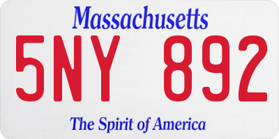 MA license plate 5NY892