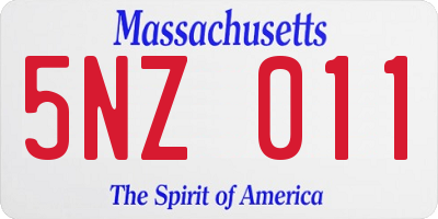 MA license plate 5NZ011