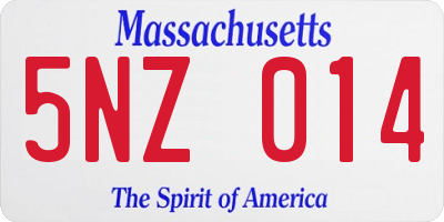 MA license plate 5NZ014