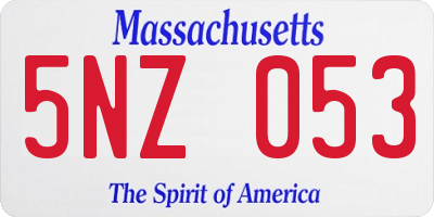 MA license plate 5NZ053