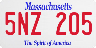 MA license plate 5NZ205
