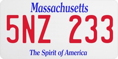 MA license plate 5NZ233