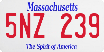 MA license plate 5NZ239