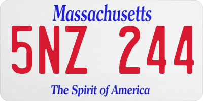 MA license plate 5NZ244