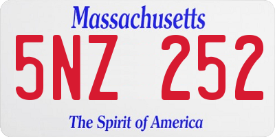 MA license plate 5NZ252