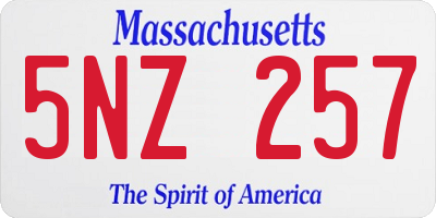 MA license plate 5NZ257