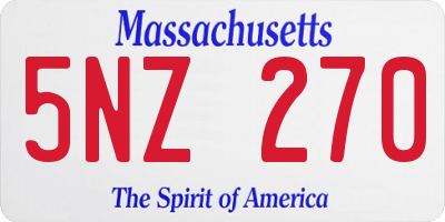 MA license plate 5NZ270