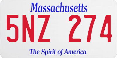MA license plate 5NZ274