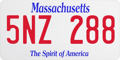 MA license plate 5NZ288