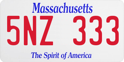 MA license plate 5NZ333