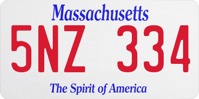MA license plate 5NZ334
