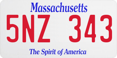 MA license plate 5NZ343