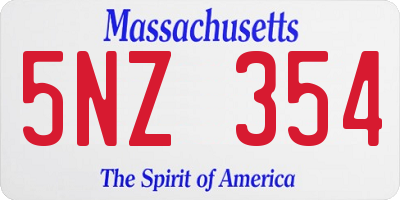 MA license plate 5NZ354