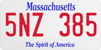 MA license plate 5NZ385