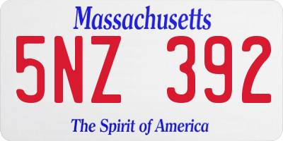 MA license plate 5NZ392