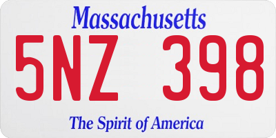 MA license plate 5NZ398