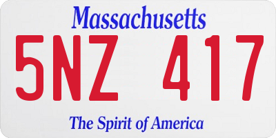 MA license plate 5NZ417