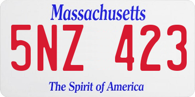 MA license plate 5NZ423