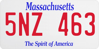 MA license plate 5NZ463