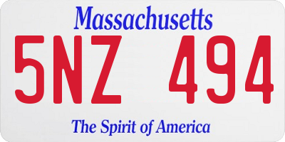 MA license plate 5NZ494