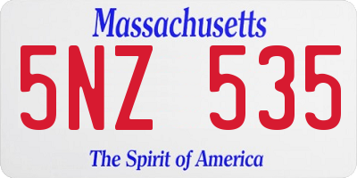 MA license plate 5NZ535