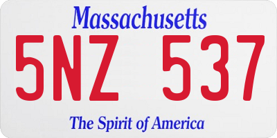 MA license plate 5NZ537