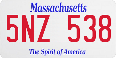 MA license plate 5NZ538