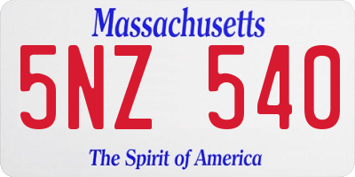 MA license plate 5NZ540