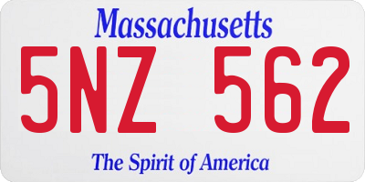 MA license plate 5NZ562