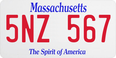 MA license plate 5NZ567
