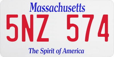 MA license plate 5NZ574