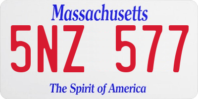 MA license plate 5NZ577