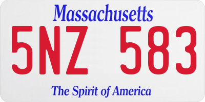 MA license plate 5NZ583