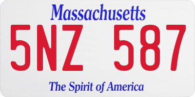 MA license plate 5NZ587
