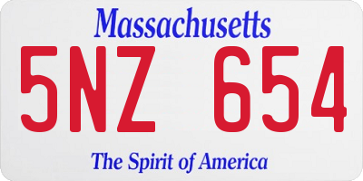 MA license plate 5NZ654