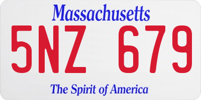 MA license plate 5NZ679
