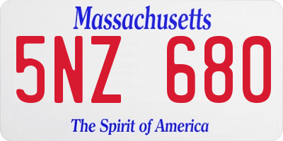 MA license plate 5NZ680