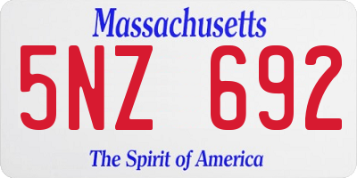MA license plate 5NZ692