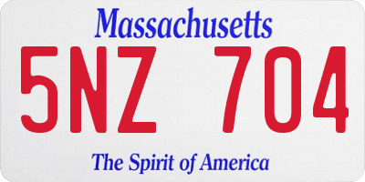 MA license plate 5NZ704