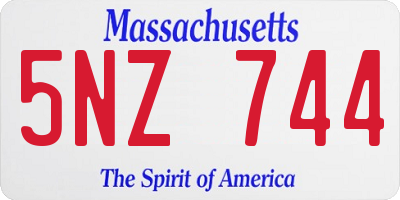 MA license plate 5NZ744