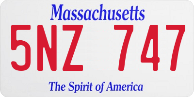 MA license plate 5NZ747