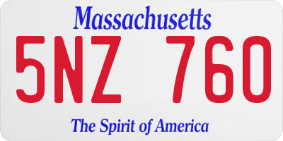 MA license plate 5NZ760