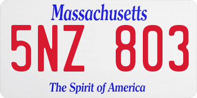 MA license plate 5NZ803