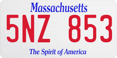 MA license plate 5NZ853