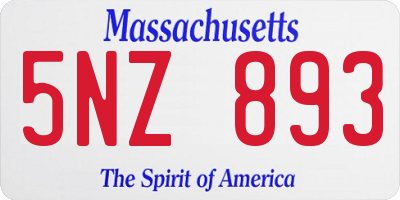 MA license plate 5NZ893