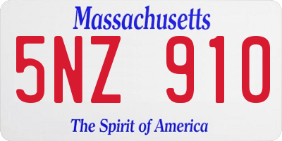 MA license plate 5NZ910