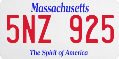 MA license plate 5NZ925