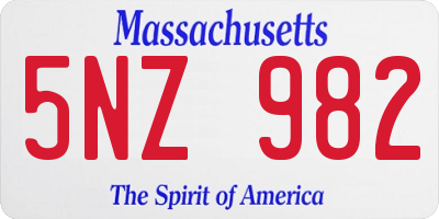 MA license plate 5NZ982