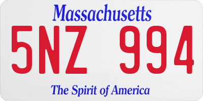 MA license plate 5NZ994