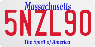 MA license plate 5NZL90